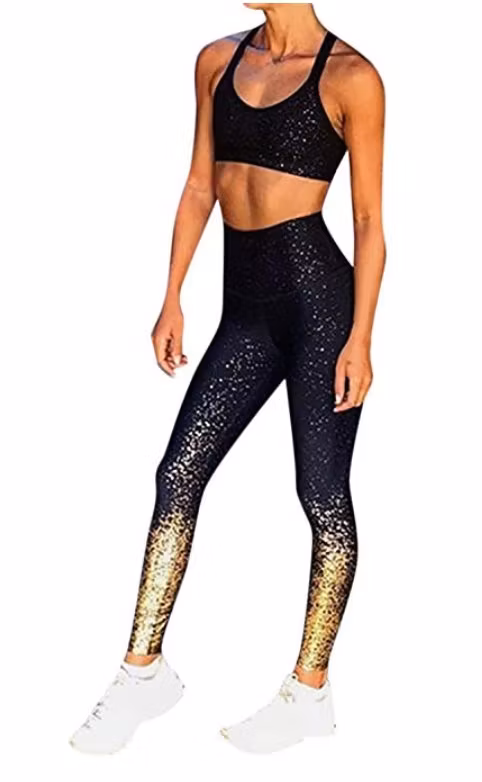 Svarta Leggings med Guldtryck