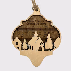 Juleornament mørk "Santa Claus Is Coming to town"