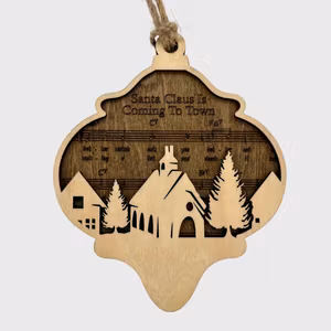 Juleornament mørk "Santa Claus Is Coming to town"