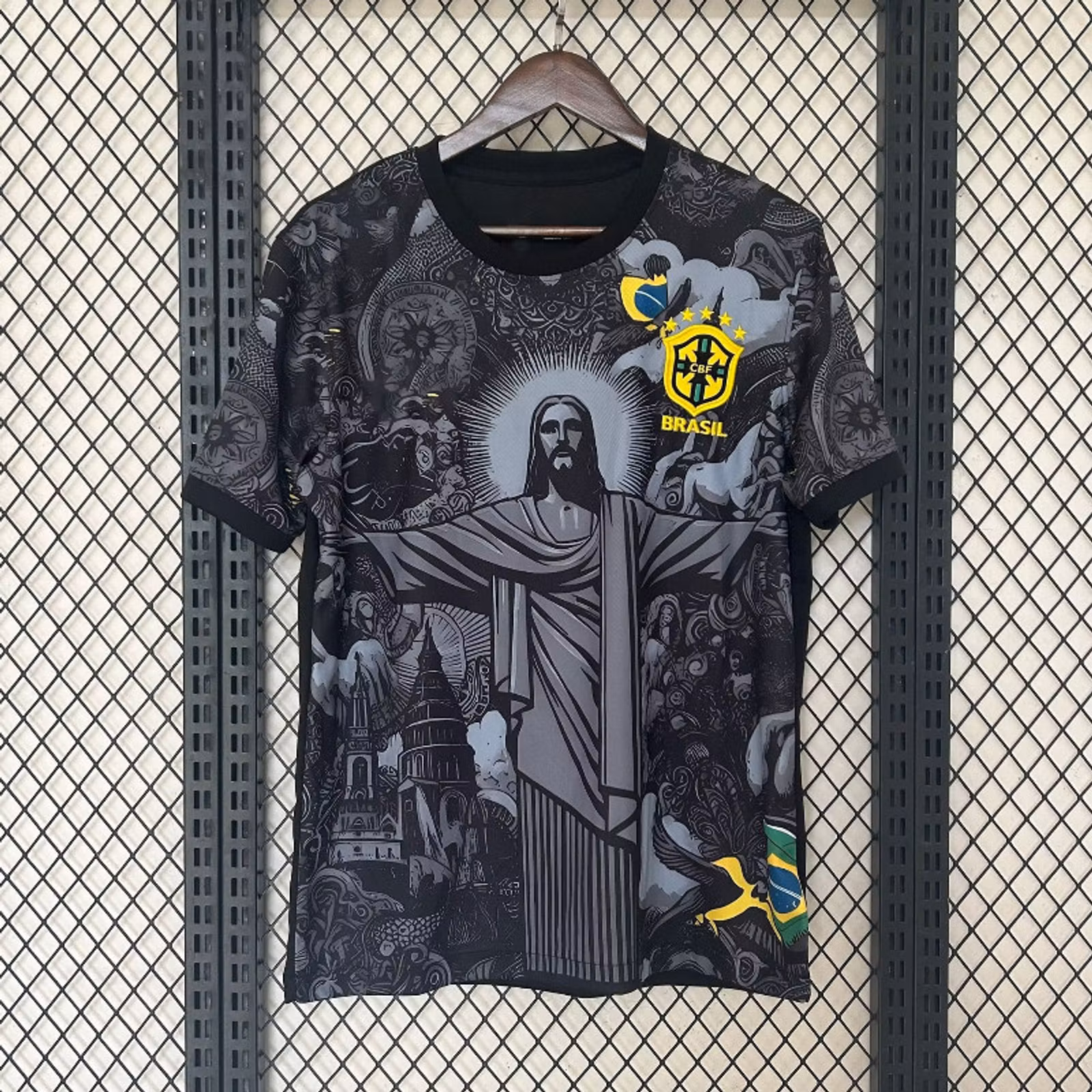 Fotbollströja Brazil Jesus Vuxen, svart