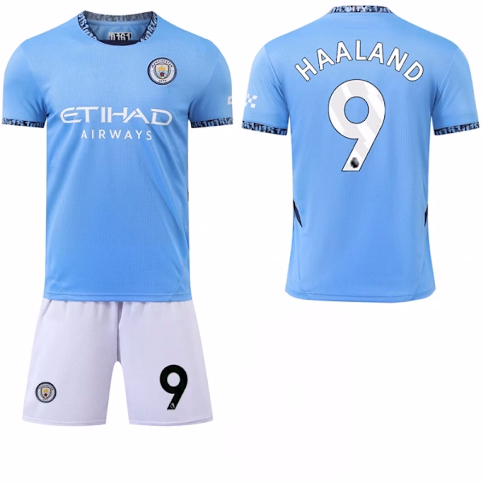 fotbollströjor för barn Manchester City Haaland tröja och shorts set