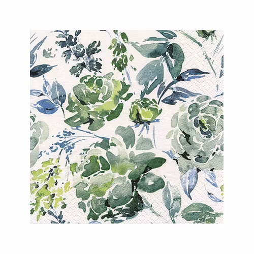 SERVETTER GRÖNA BLOMMOR 33x33 cm