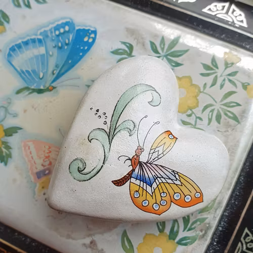 Färgglad fjäril på hjärta