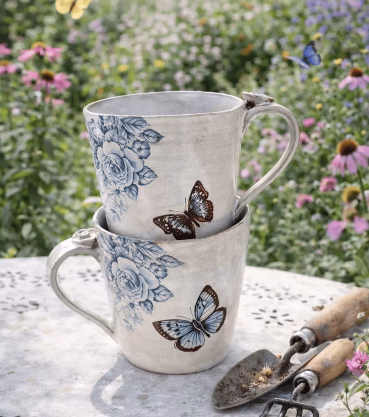 KERAMIKMUGG MED FJÄRILAR