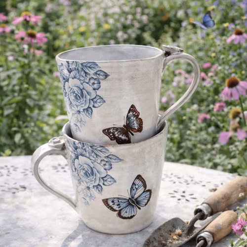 KERAMIKMUGG MED FJÄRILAR