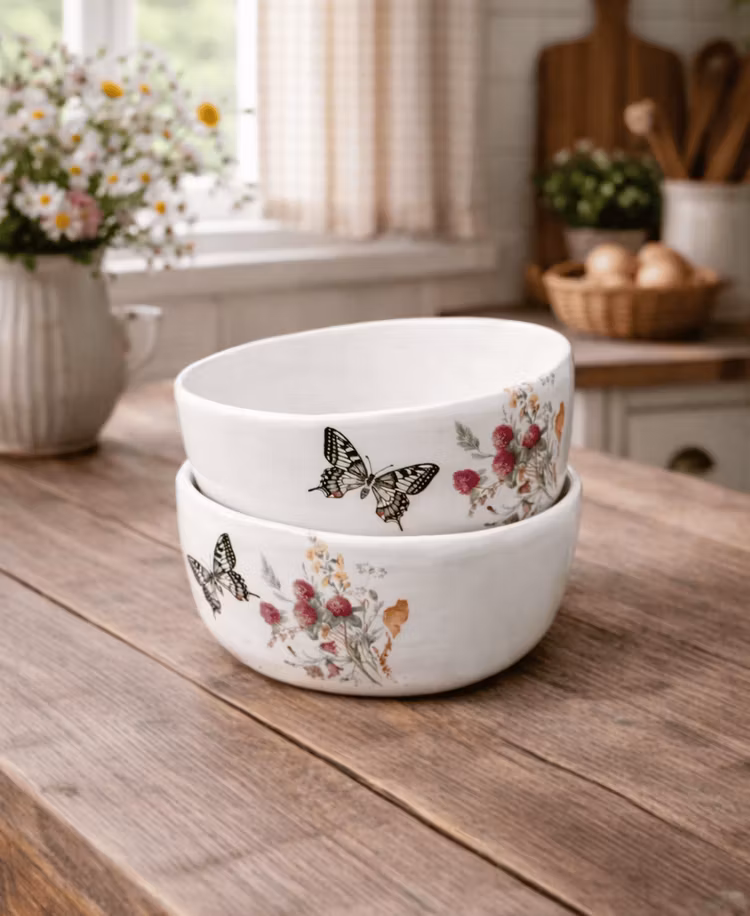 SKÅL BLOMMA FJÄRIL