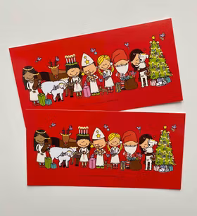 Set med 5 st Julkort - julgänget