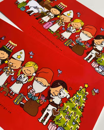 Set med 5 st Julkort - julgänget