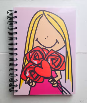 Skrivbok/spiralbok Rosa, flicka m rosor