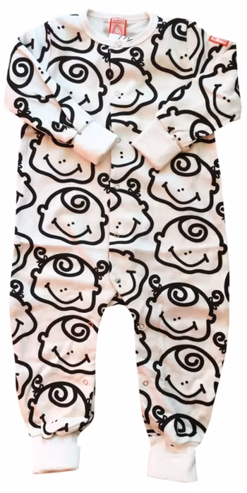 Pyjamas, svart-vit, strl 74-80
