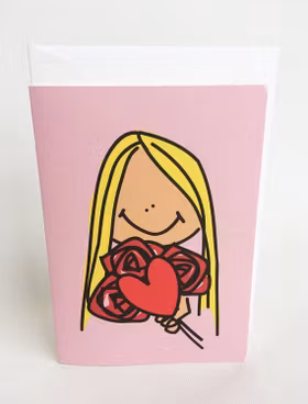 Litet kort med kuvert - Rosa