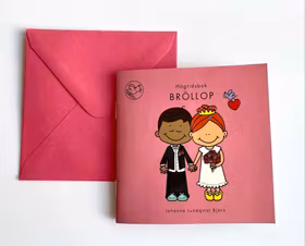 Högtidsbok Bröllop med kuvert. Liten fyll-i-bok för barn 3-9 år