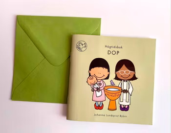 Högtidsbok Dop med kuvert. Liten fyll-i-bok för barn 3-9 år