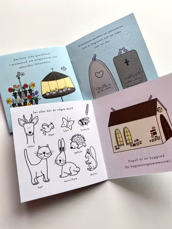 Minnesbok Kyrkogården. Liten fyll-i-bok för barn 3-9 år