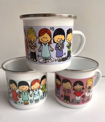 Emaljmugg mini med djurvänner