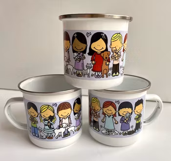 Emaljmugg mini med djurvänner