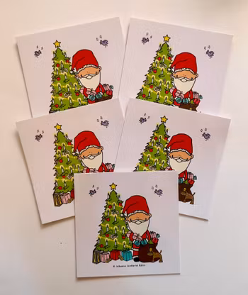Kopia 5-pack Julkort till paket Tomte