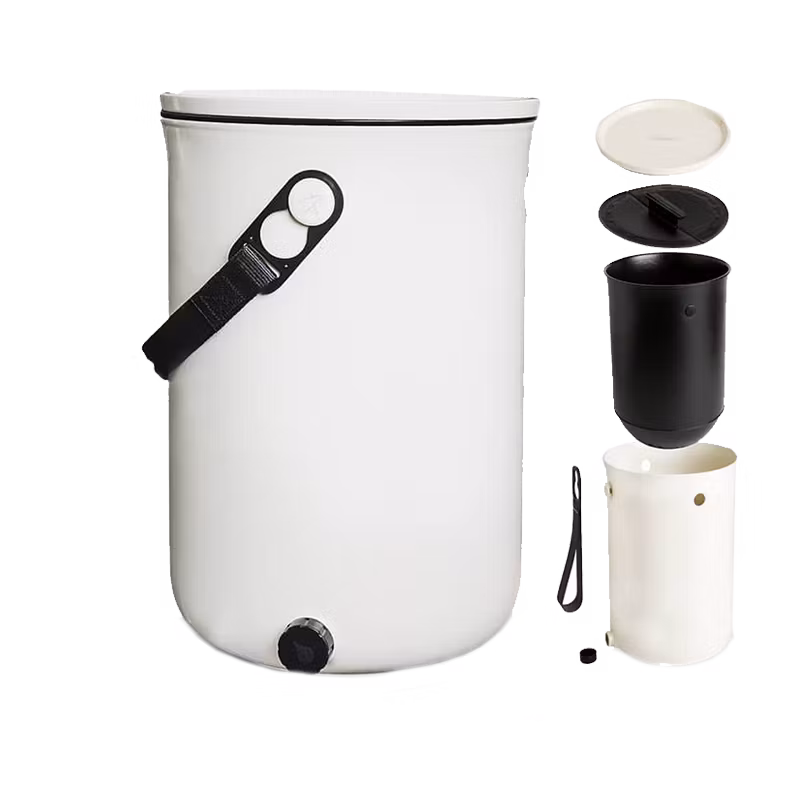 Bokashi Hinkar Organko 1 st 9,6 liter med kran. sil, mått och en platta för komprimering