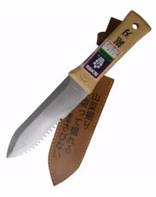 Hori Hori jordkniv i rostfritt stål, bladets längd 17 cm, hela redskapet 30 cm.