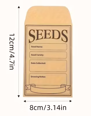 Tomma Fröpåsar 8x12 cm i kraftpapper. 20 pack. Frötät påse även för smått frö.