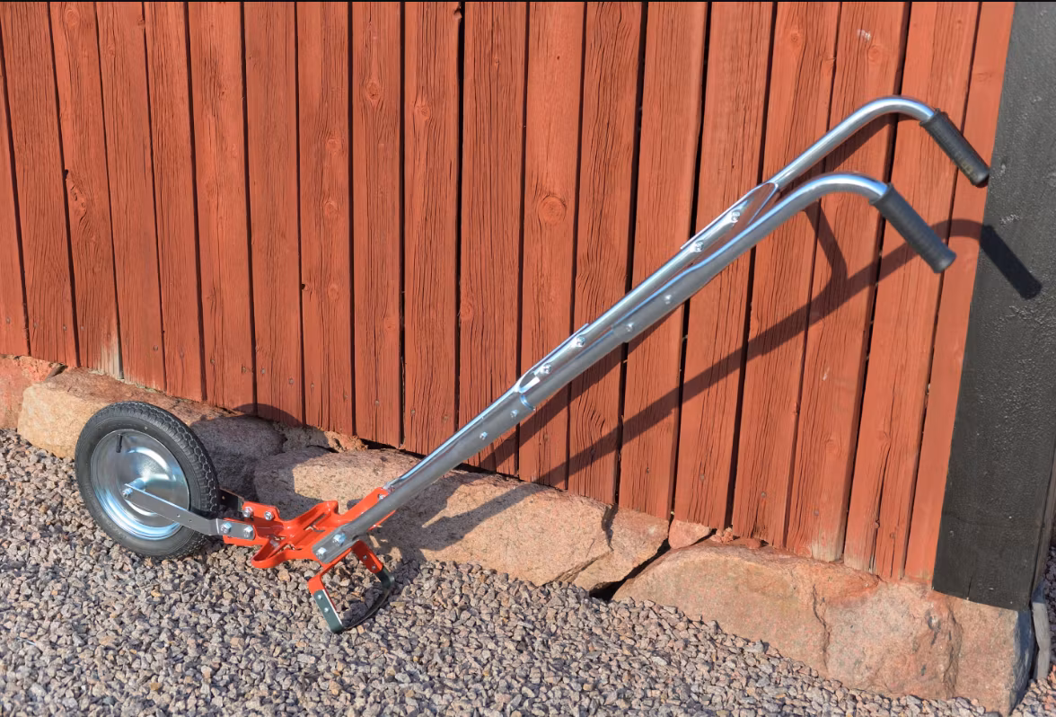 Hjulhacka enkelhjulig Berg med bred platta för många redskap