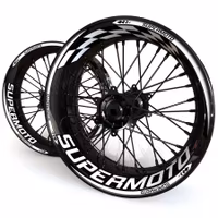 Supermoto Wheel Stickers - "Checker" - Black Week