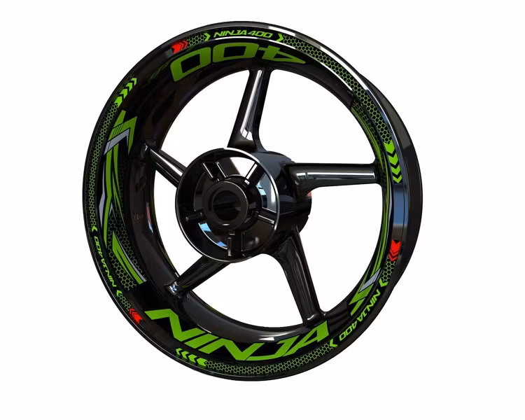 Wheel Stickers - Fits Ninja 400 - "Grid"