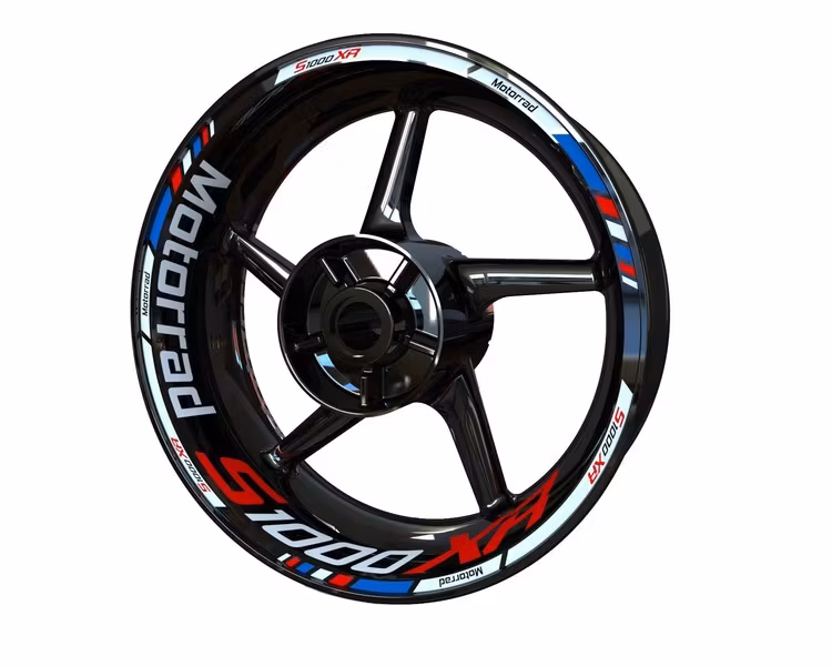thumbnail image 2 of BMW S1000XR Motorcycle Wheel Decals - 12 Rim Stickers Set, Red Stripes, Made In UK 2 of 5