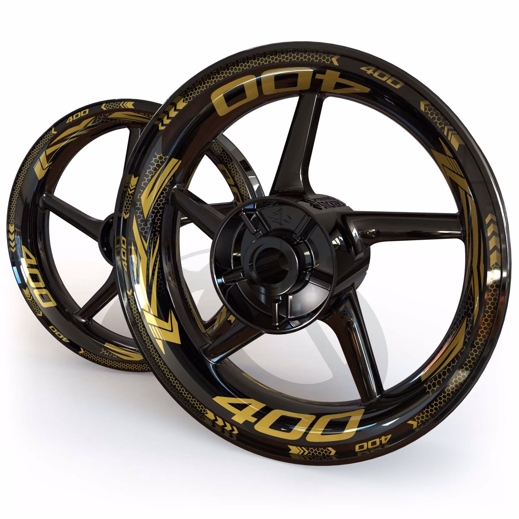 Wheel Stickers - Fits Ninja 400 - "Grid"