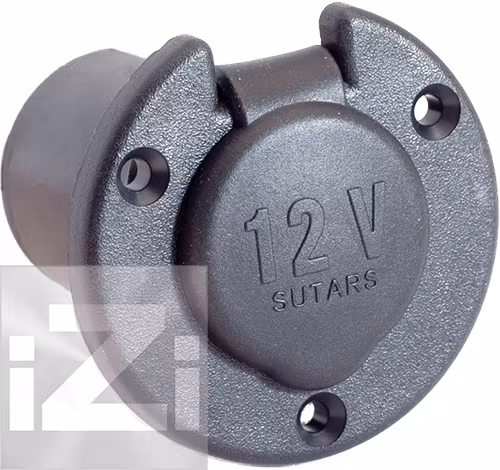 12 V Uttag för infällnad, runt, svart