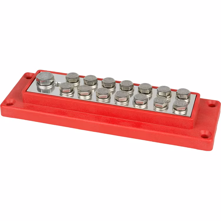 E0831 Kopplingsplint förtennad 1x70+14x16 mm² röd Skyllermarks