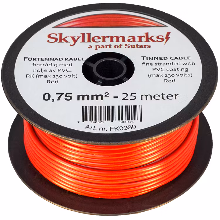 Minirulle Förtennad röd 0,75 mm² Skyllermarks FK0980