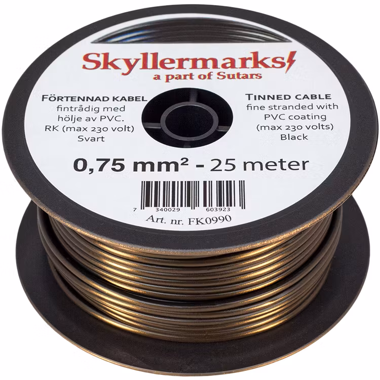 Minirulle Förtennad svart 0,75 mm² Skyllermarks FK0990