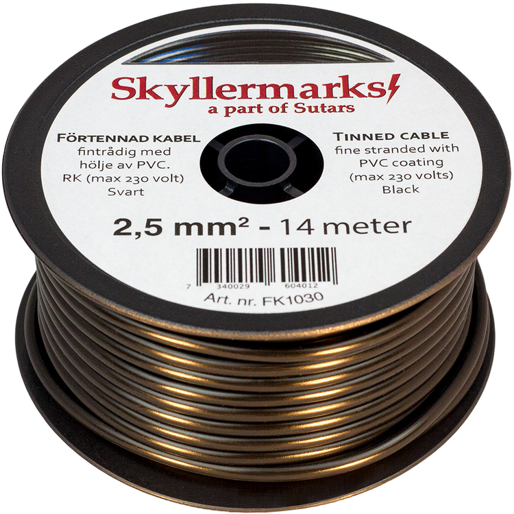 Minirulle Enledad Förtennad svart 2,5 mm² - 14 m Skyllermarks FK1030