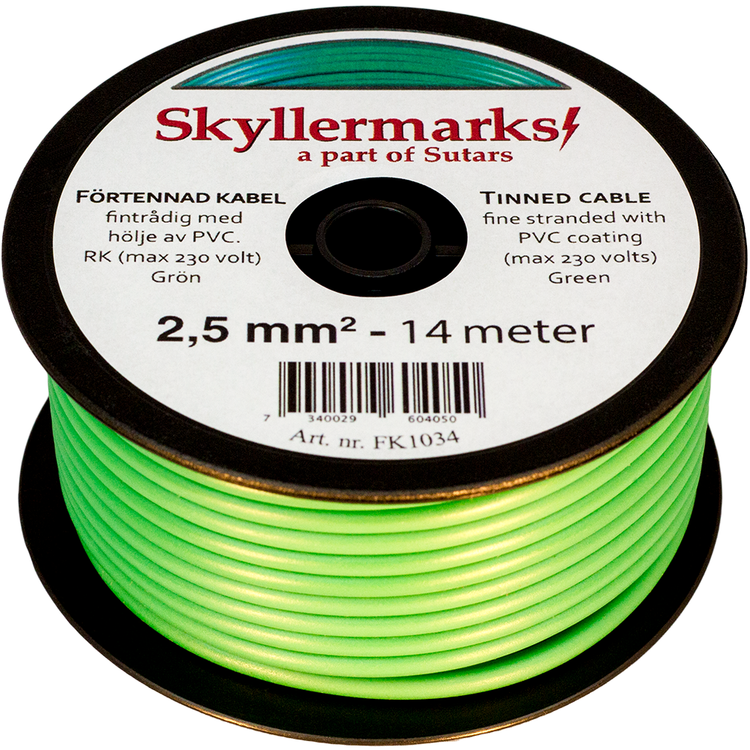Minirulle Enledad Förtennad grön 2,5 mm² - 14 m Skyllermarks FK1034