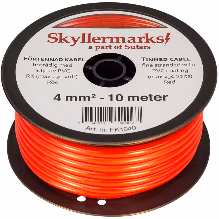 Minirulle Enledad Förtennad röd 4 mm² - 10 m Skyllermarks FK1040