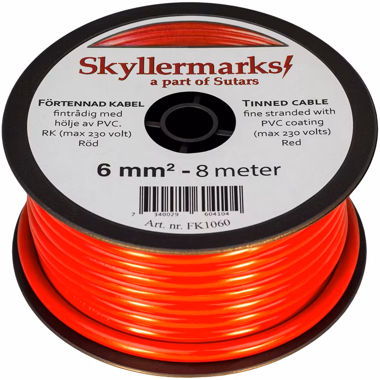 Minirulle Enledad Förtennad röd 6 mm² - 8 m Skyllermarks FK1060