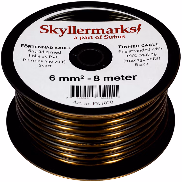 Minirulle Enledad Förtennad svart 6 mm² - 8 m Skyllermarks FK1070