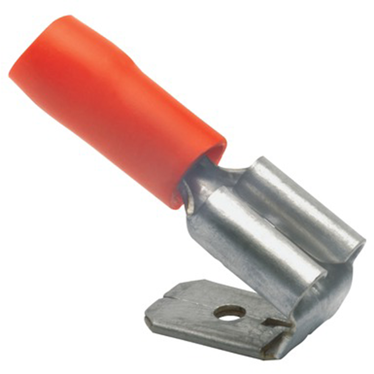 Flatstiftshylsa m. Förgrening Isolerad röd, 10-pack