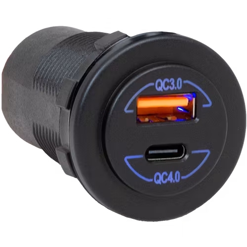 USB-C / USB-A Uttag, snabbladdande, 12/24V