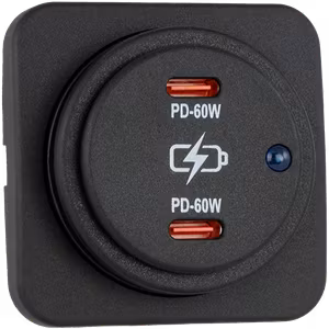 USB-C uttag, dubbelt, utanpåliggande