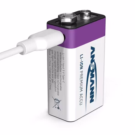 Ansmann uppladdningsbart litiumbatteri 9V – 1‑pack