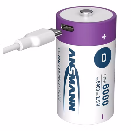 Ansmann uppladdningsbart litiumbatteri D 6000 mAh – 2‑pack