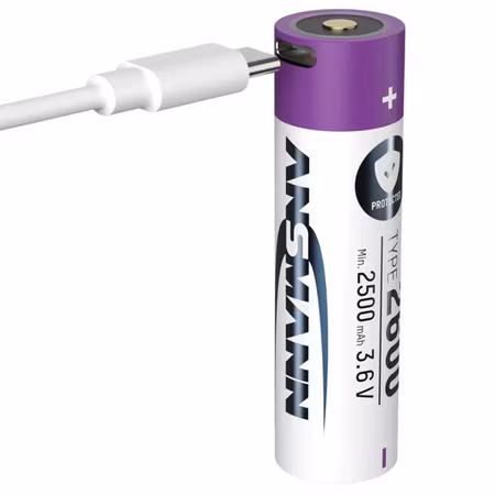 Ansmann uppladdningsbart litiumbatteri 18650 2600 mAh USB‑C