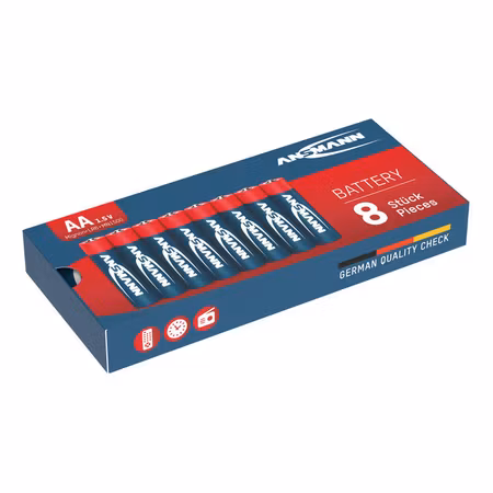 Ansmann alkaliska batterier AA 8‑pack – Red Line