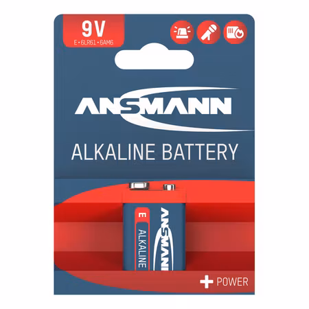 Ansmann alkaliska batterier 9V 1‑pack – Red Line