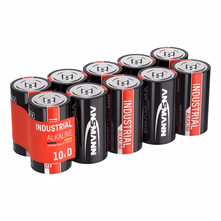Ansmann alkaliska batterier D 10‑pack – Industrial