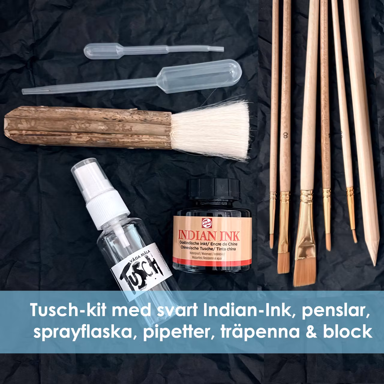 KOMMANDE! Svart tusch-kit med papper!