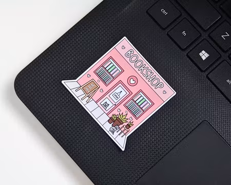 Klistermärke: Rosa bokshop