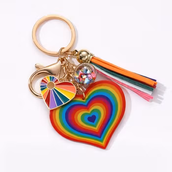 Regnbuehjerte - nøkkelring